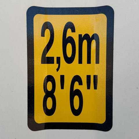 Shipping Container Height Label Decal Sticker for Shipping Containers (2.6m - 8' 6")