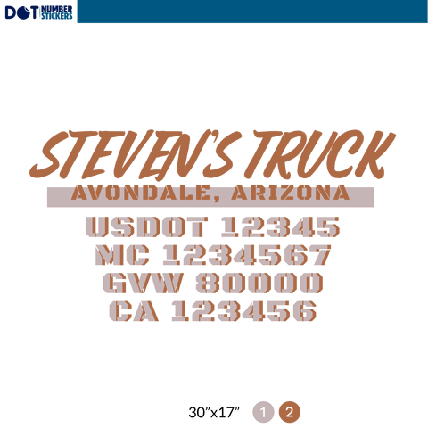 truck door decal with USDOT, MC, GVW, CA