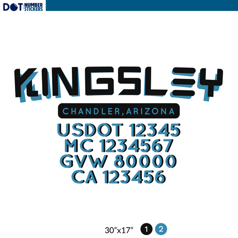 truck door decal with USDOT, MC, GVW, CA
