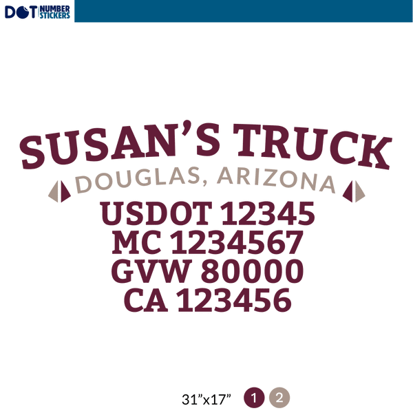 truck door decal with USDOT, MC, GVW, CA