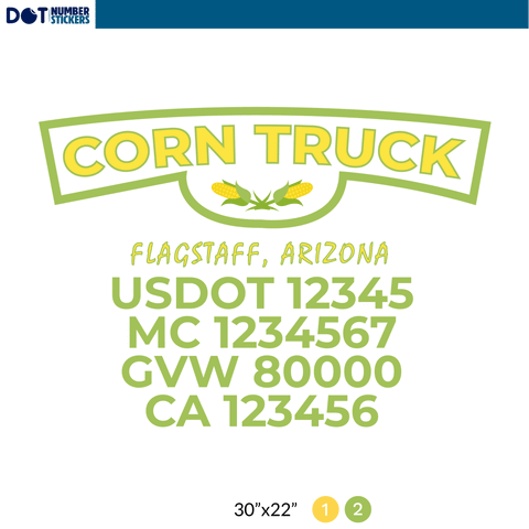 truck door decal with USDOT, MC, GVW, CA