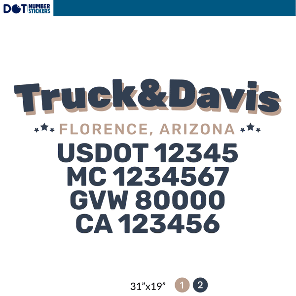 truck door decal with USDOT, MC, GVW, CA