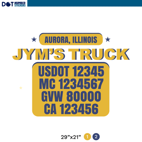 truck door decal with uSDOT, MC, GVW, CA