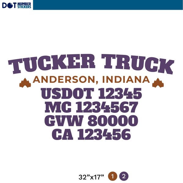 truck door decal with USDOT, MX, GVW, CA