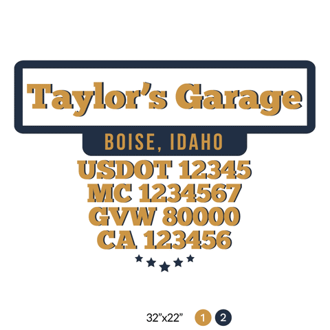 truck door decal with USDOT, MC, GVW, CA