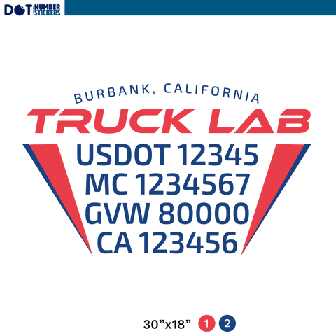 truck door decal with uSDOT, MC, GVW, CA