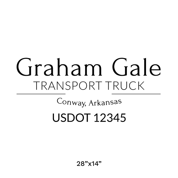 Truck door decal with USDOT 