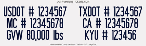 usdot mc gvw txdot ca kyu decal
